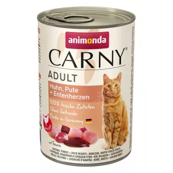 ANIMONDA Carny Adult Kana, kalkun, pardisüdamed - märg kassitoit - 400g