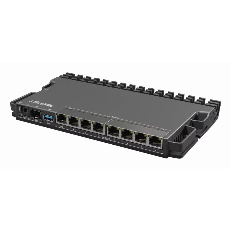 Juhtmega ruuter MikroTik RB5009UPR+S+IN — 8x RJ-45 PoE porti, 2,5GbE, SFP+ pesa, RouterOS