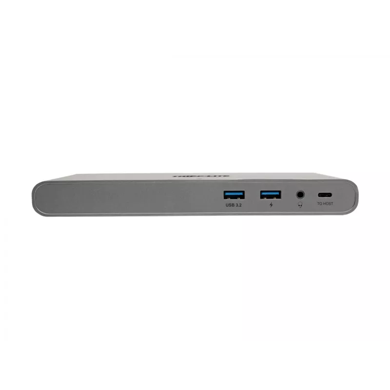 Eaton Tripp Lite USB-C dokk, kolmekordne ekraan - 4K HDMI/DisplayPort, VGA, USB 3.2 Gen 1, USB-A/USB-C jaotur, GbE, 100W PD laadimine, rahvusvahelised toitekaablid - dokkimisjaam - USB-C