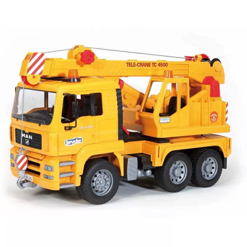 Kraanaauto BRUDER MAN BR-02754, ABS konstruktsioon, kollane, alates 4. eluaastast (ilma valgus- ja helimoodulita)