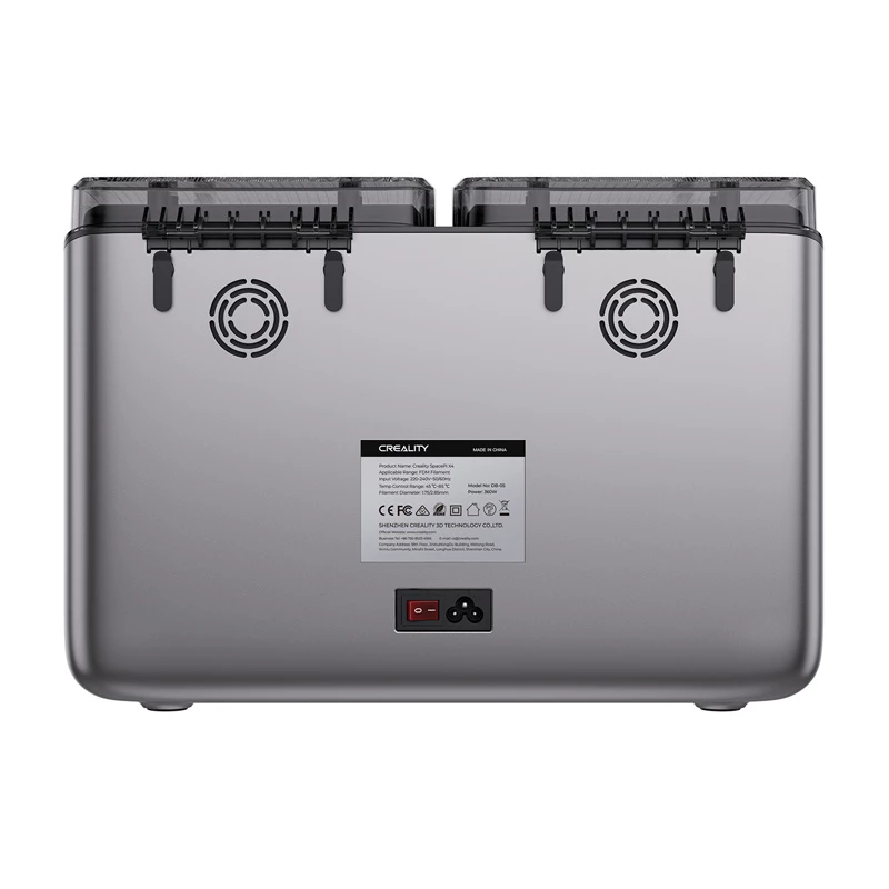 Filamendikuivati Creality 4005010100 3D-printerile — ühildub SpacePi X4-ga, must/hall, 1 tk
