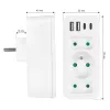 Toitepistikupesade jagaja MACLEAN MCE248 F/W — 3 vahelduvvoolu pistikupesa (1×16A, 2×6A) + 4×USB (2×A, 2×C PD 20W), EL-pistik, valge