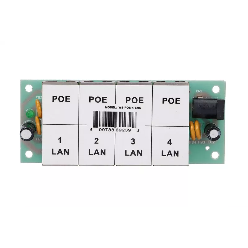 PoE süstija Extralink 4-pordiline 4x 100Mb/s RJ45, Fast Ethernet, 48 V, ilma korpuseta