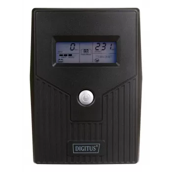 DIGITUS Line-Interactive UPS, 800VA/480W 12V/9Ah X1 Aku, 2x CEE 7/7 pistikupesa, RJ-11, LCD (DN-170064-LCD)