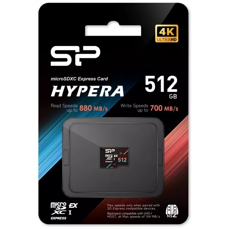 microSDXC mälukaart Silicon Power Hypera microSDXC Express 512 GB — UHS-I U3, V30, A1, klass 10