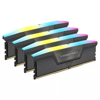 DIMM 64 GB DDR5-6000 (4x 16 GB) Quad-Kit, mälu must, CMH64GX5M4B6000C36, Vengeance RGB, INTEL XMP