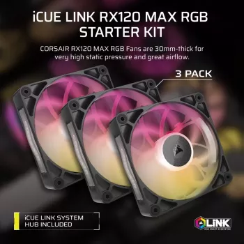 Corsair iCUE LINK RX120 MAX ARGB 120mm Case Fans 3-Pack Must