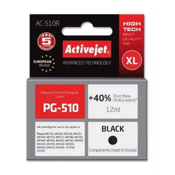 Tindikassett ActiveJet AC-510R must — ühilduv Canon, pigment 12 ml, kõrge (XL) tootlikus, üksikpakend