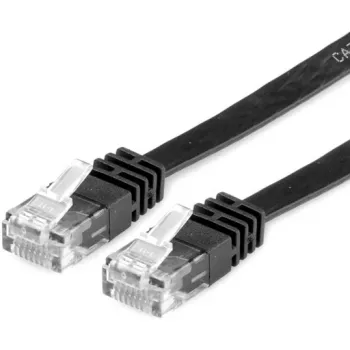 VALUE - patch-kaabel - RJ-45 (M) pistikupesale RJ-45 (M) - 50 cm - UTP - CAT 6a - halogeenivaba, valatud, keerutatud, lame - must (21.99.0820)