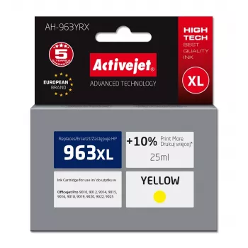 Activejet AH-963YRX tint (asendus HP 963XL 3JA29AE; Premium; 1760 lehekülge; 25 ml, kollane)