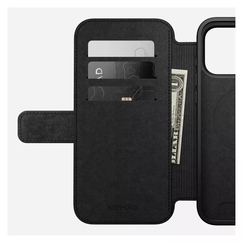 Mobiiltelefoni flippümbris Nomad Modern Leather Folio kate iPhone 17 Pro Max jaoks — Tan, mahutab kuni 17,5 cm (6,9 tolli) ekraani, 4 kaarditaskut