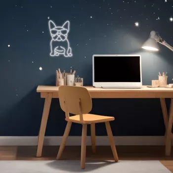 Neoonvalgusti MANTA Manta SNL66WH French Bulldog Valge — dekoratiivne LED-neoonsilt prantsuse buldogi kujul