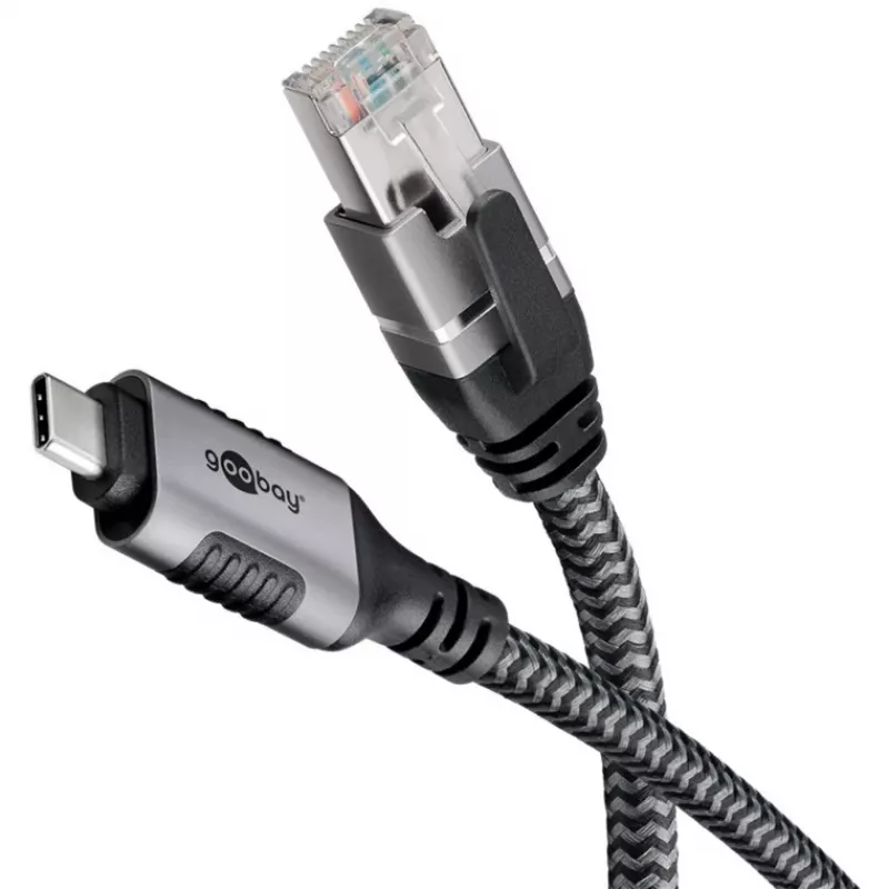 Goobay 70755 USB-C RJ45 Ethernet CAT 6 kaabel stabiilseks traadiga internetiühenduseks ruuteri/modemiga/võrgukommutaatoriga/Asendab USB-RJ45 adapteri / 1