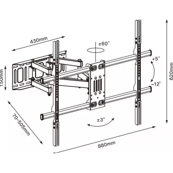 TV-kinnitus TB TB-854 kuni 100-tollistele teleritele, max 65 kg, VESA 800×600