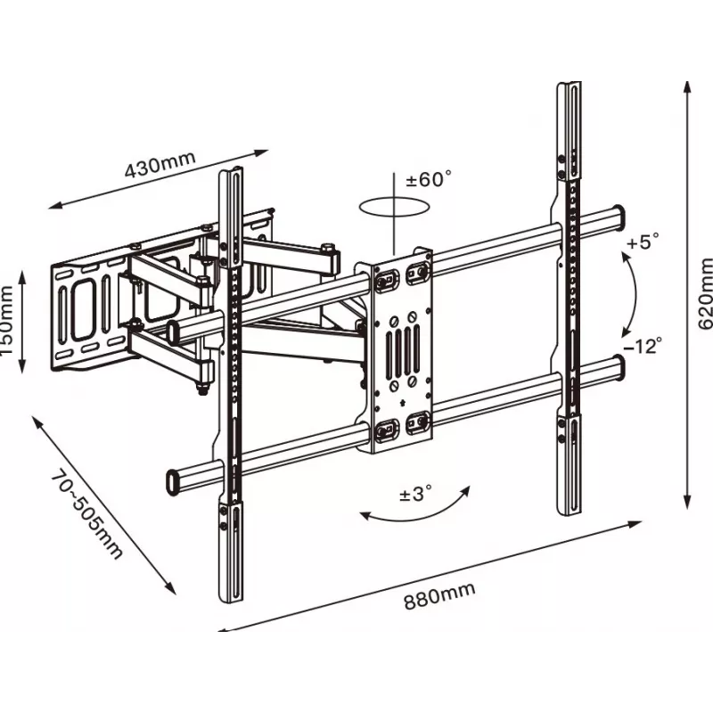 TV-kinnitus TB TB-854 kuni 100-tollistele teleritele, max 65 kg, VESA 800×600