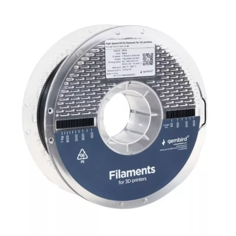 3D-printimise filament Gembird PETG 1,75 mm Must 1 kg