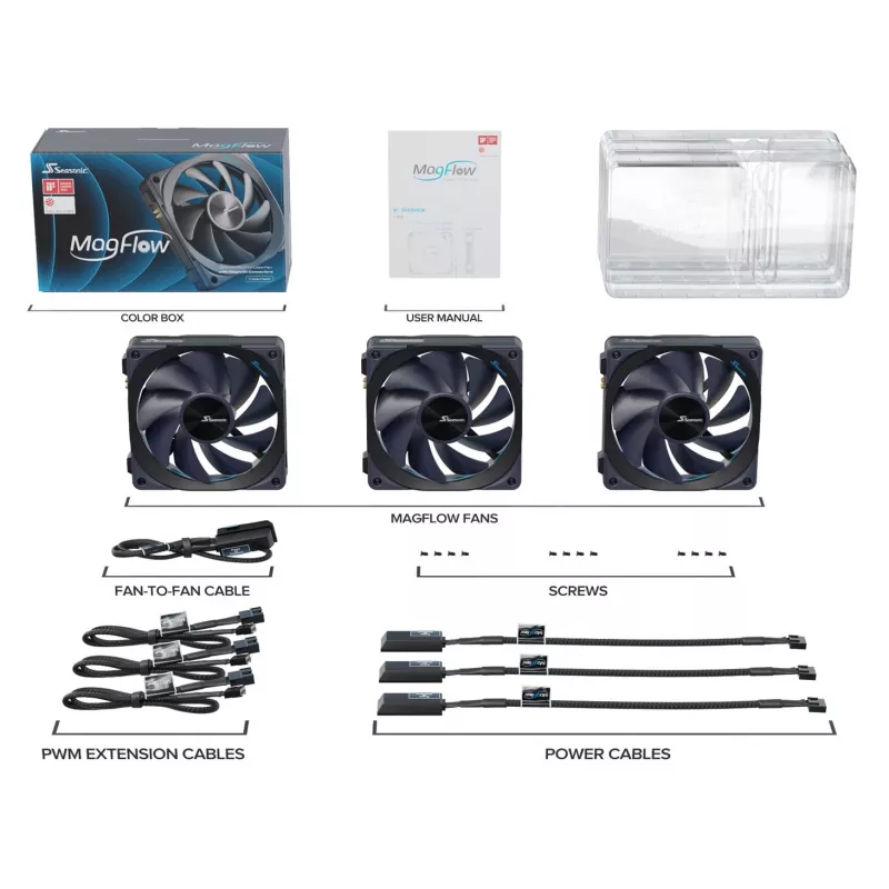 Seasonic MagFlow 1-Fan Kit arvuti korpuse ventilaator 12 cm must 1 tk