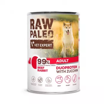 VETEXPERT RAW PALEO Duoprotein Beef & Rabbit täiskasvanud koera märgtoit 400 g
