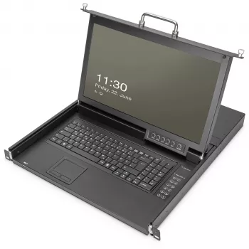 Digitus 17-tolline HD LCD KVM-konsool 16-pordiline HDMI saksa klaviatuur