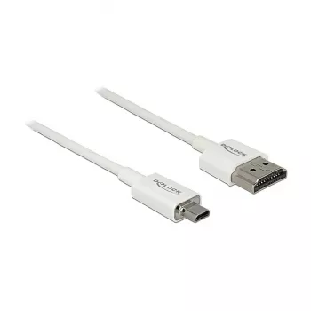 HDMI-kaabel DeLOCK 85147 0,25 m tüüp A tüübile D valge