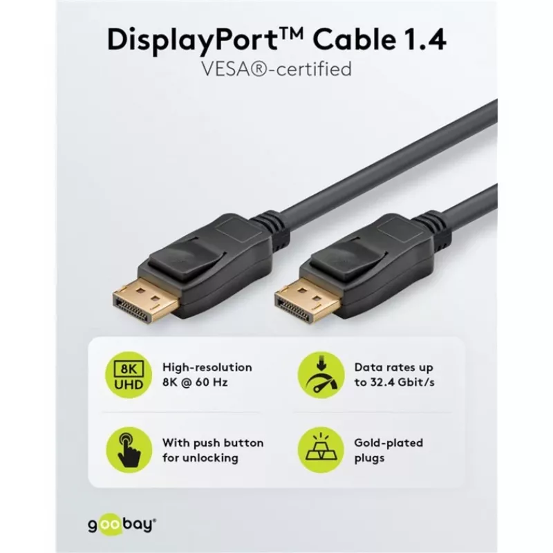 DisplayPort kaabel Goobay 74779 3 m Must G-Sync FreeSync