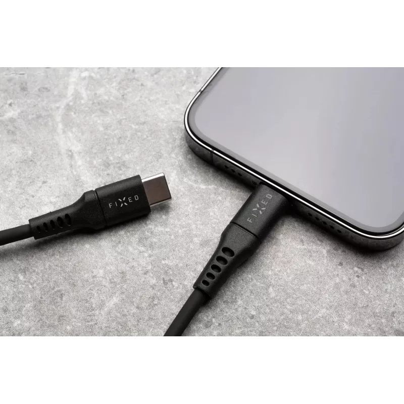 FIXED vedela silikooni kaabel USB-C/USB-C, 0,5 m, 60 W, must | Fixed