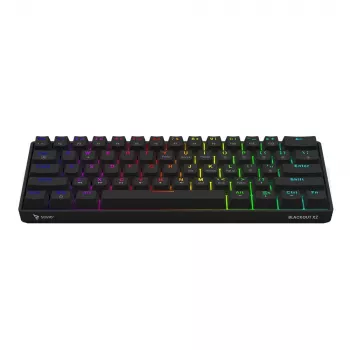 Mehaaniline mänguriklaviatuur SAVIO MustOUT X2 PEACH — 61 klahvi, 60%, QWERTY, RGB LED, hot-swap, USB Type-A/USB-C, eemaldatav kaabel