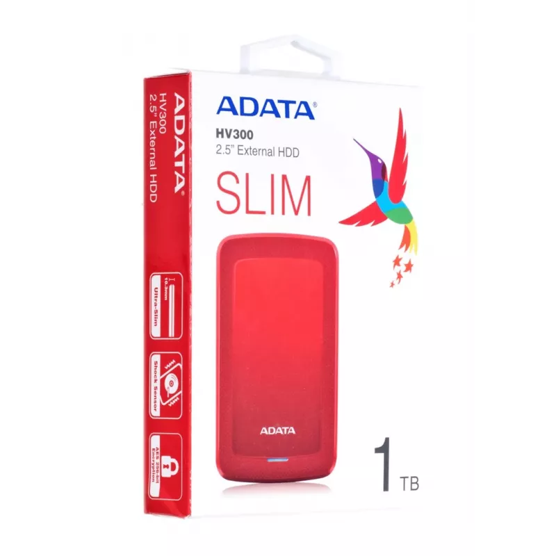 ADATA HV300 väline kõvaketas 1 TB 2,5-tolline USB 3.2 Gen 1 (3.1 Gen 1) Punane