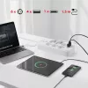 Pistikupesadega pikendusjuhe MACLEAN MCE389 W — 6 pistikupesa, 4×USB-A, 1×USB-C, 2500 W, 110–240 V, 1,5 m kaabel, valge