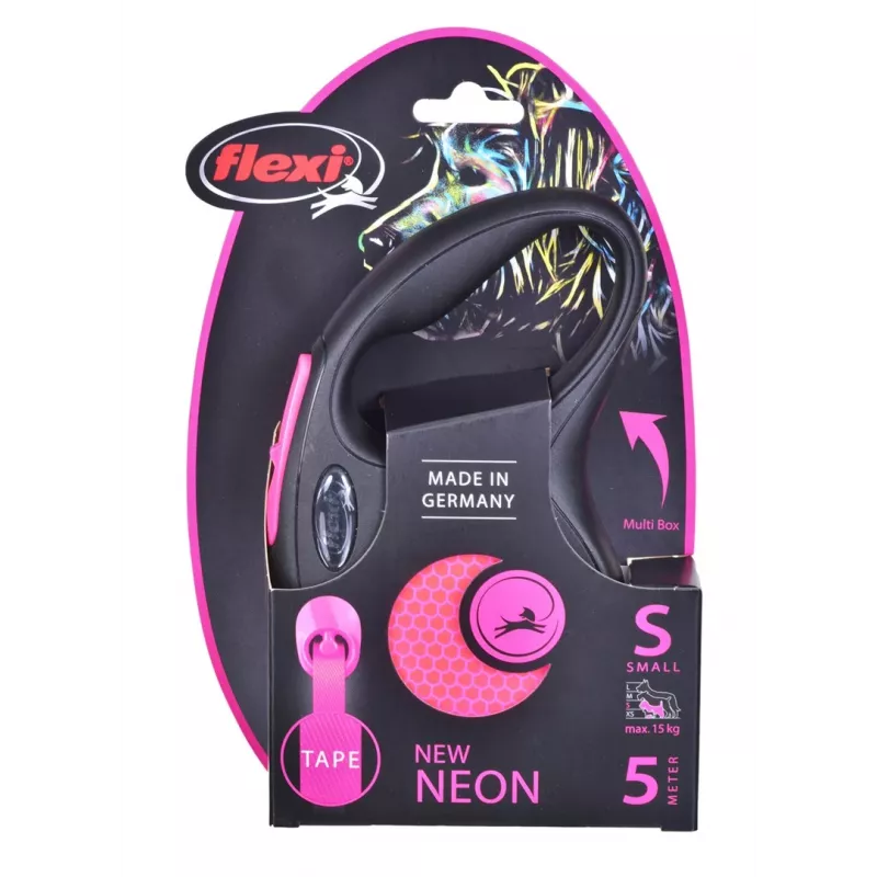 Flexi New Neon S 5 m koera automaatjalutusrihm
