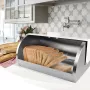 Leivakonteiner Maestro MR-1676-Valge, roostevabast terasest hingedega kaas, valge, 385×255×190 mm