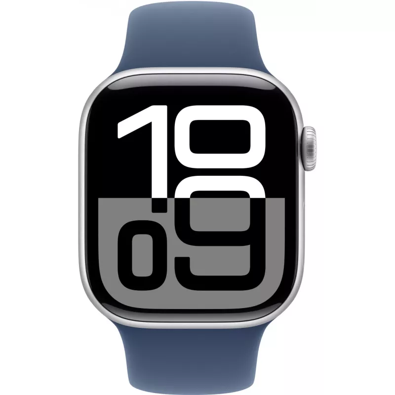 APPLE Watch Series 10 GPS 42mm hõbedane alumiiniumkorpus Denim spordirihmaga - S/M