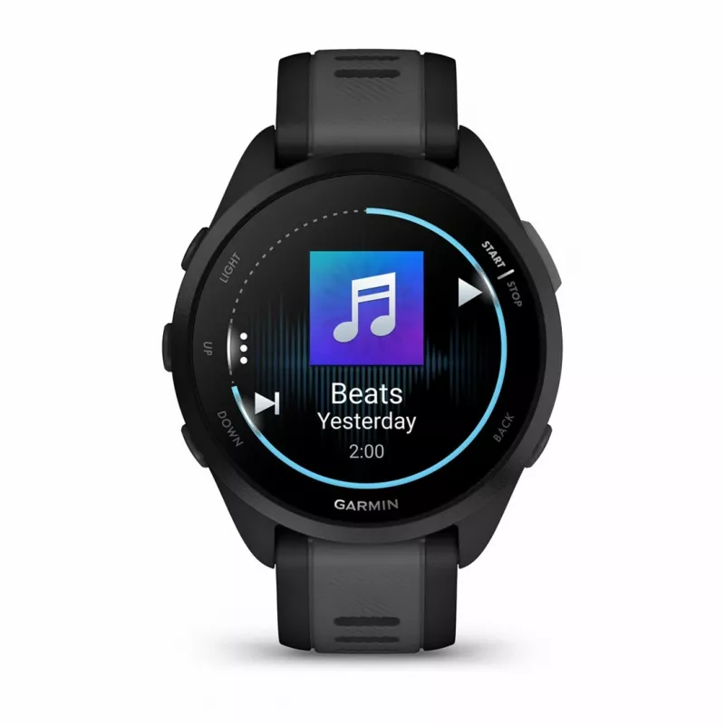 Garmin Forerunner 165 Music - Must - Spordikell rihmaga - Silikoon - Kiltkivihall - Randme suurus: 126-203 mm - Ekraan 3 cm (1,2) (010-02863-30)