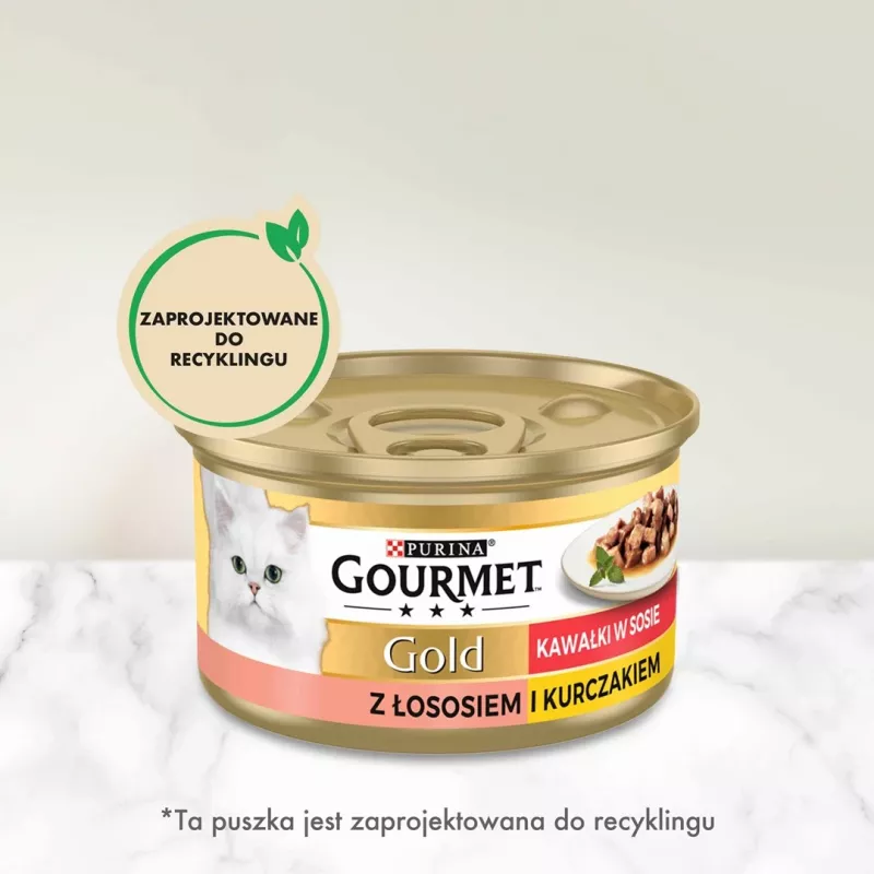Niiske kassitoit Purina Nestlé GOURMET Gold Adult 85 g — kana ja lõhe, valk 7%, niiskus 82%