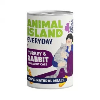 Märg kassitoit animal island Everyday — Kalkun ja küülik, 400 g, täiskasvanud kassidele, teravilja- ja sojavaba