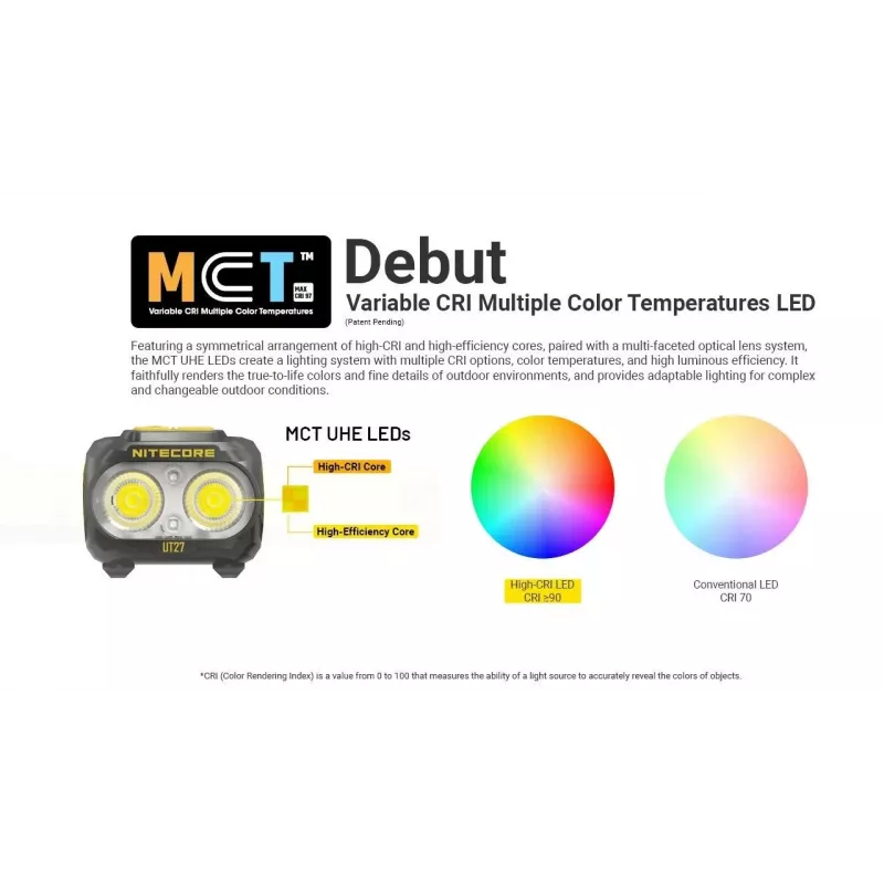 Nitecore UT27 MCT Must, Kollane Pealamp LED