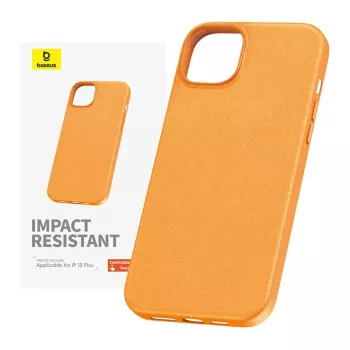 Telefonikate iPhone 15 Plus jaoks Baseus Fauxther seeria (oranž)