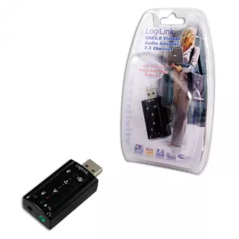 Väline USB-helikaart LOGILINK UA0078, 7.1 kanal, USB-liides, kompaktne 124×194×34 mm, 80 g
