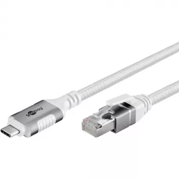 Võrgukaabel Goobay 74180 USB C RJ-45 Cat6 10 m valge