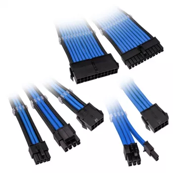 Põimitud kaabli pikenduskomplekt Kolink Core Adept — 20+4pin, 8pin, 4+4pin, 3×6+2pin, sinine, PET ümbris