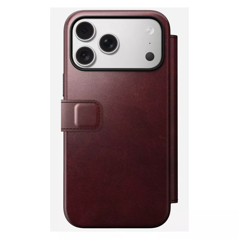 Mobiiltelefoni ümbris Nomad Modern Leather Folio iPhone 17 Pro Max jaoks — nahk, TPU, PC, alumiinium, Burgundia, 16 cm (6,3 tolli)