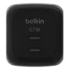 AC indoor fast charger Belkin WCH020kqBK, 2× USB-C, universal compatibility, power protection, Must