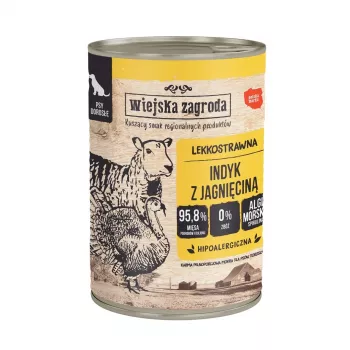 Märg koeratoit wiejskazagroda kalkun ja lambaliha 400 g, teraviljavaba, gluteenivaba, täisväärtuslik sööt