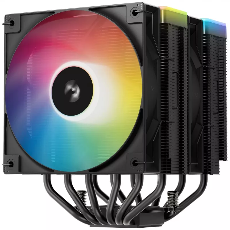 Õhkjahuti DeepCool AG620 BK ARGB V2 — 120 mm kahe ventilaatoriga, 6 soojustoru, LGA 1700/AM4/AM5 tugi, must