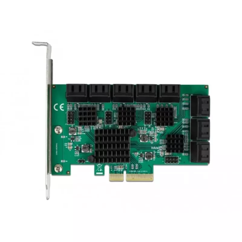 DeLOCK 16 pordiga SATA PCI Express x4 kaart 6 Gbit/s roheline hall