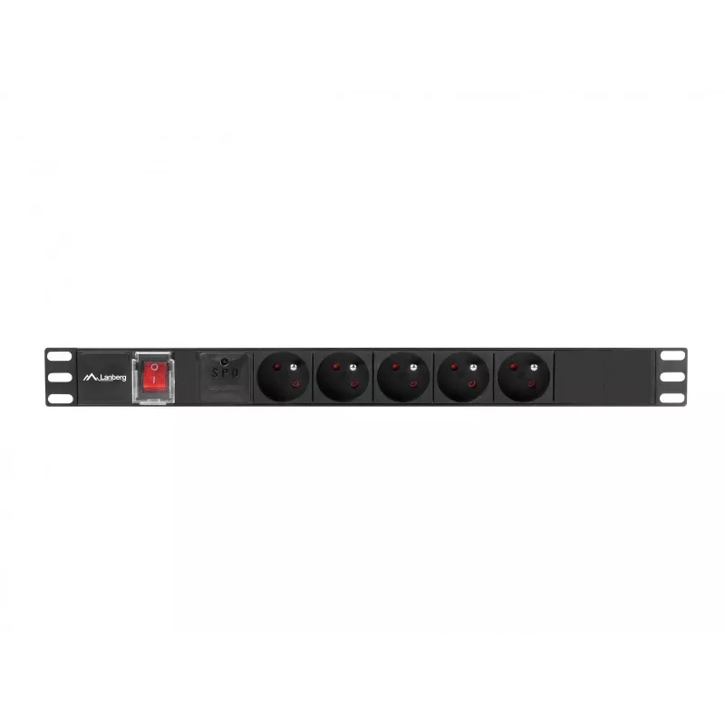 Lanberg PDU-05E-0200-IEC-BK toitejaotusseade (PDU) 5 vahelduvvoolupistikut 1U must