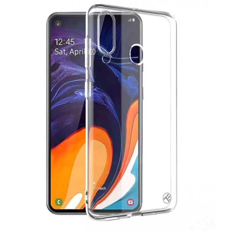 Kaitsev silikoonümbris Tellur Samsung Galaxy A60-le, läbipaistev
