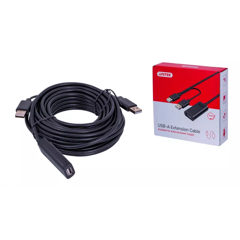 UNITEK Y-278 USB-kaabel USB 2.0 10 m 2 x USB A USB A Must