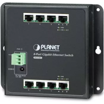 PLANET WGS-803 - kommutaator - haldamata + 8 x 10/100/1000 - DIN-liistule paigaldatav, seinale paigaldatav - DC (WGS-803)