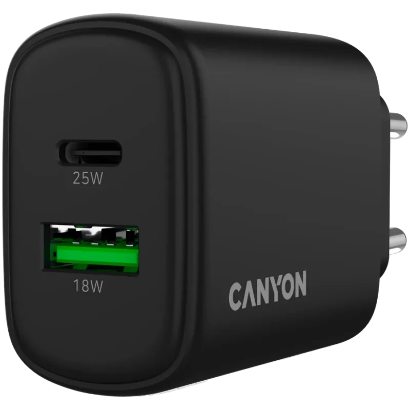 CANYON laadija OnCharge 250 25W 1xPD 1xQC EU must